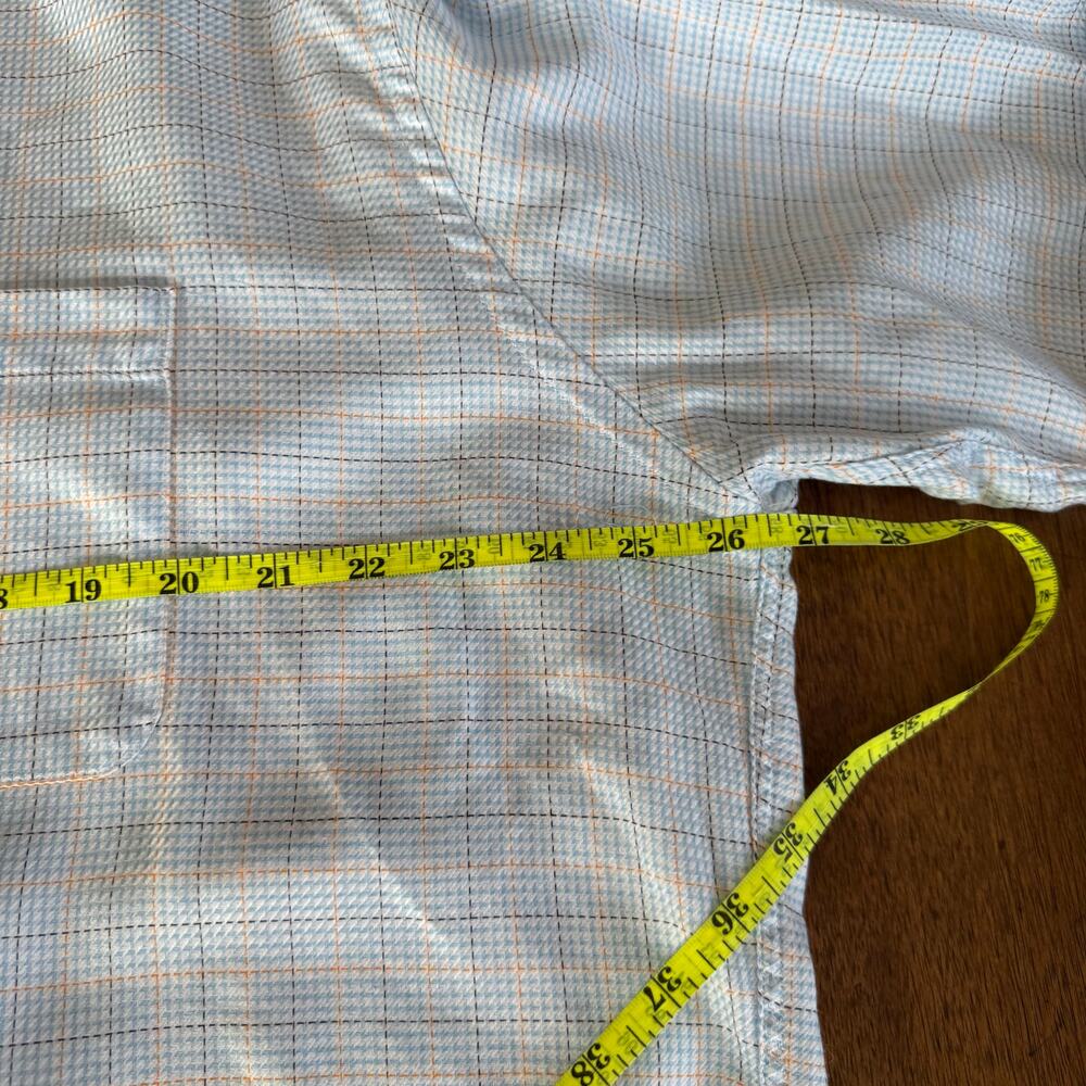 Peter Millar Mens Button Down Shirt Powder Blue Plaid Cotton Sz XL Easter Spring - Picture 10 of 11